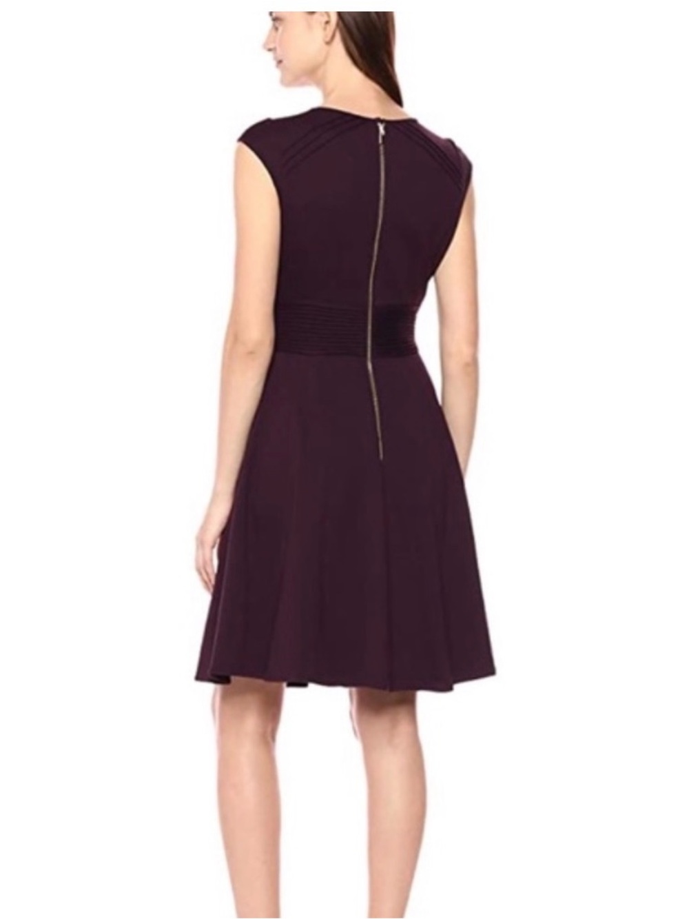 Eliza J Plum Delfine Ponte Cap-Sleeve Fit-and-Flare Dress - Picture 2 of 5